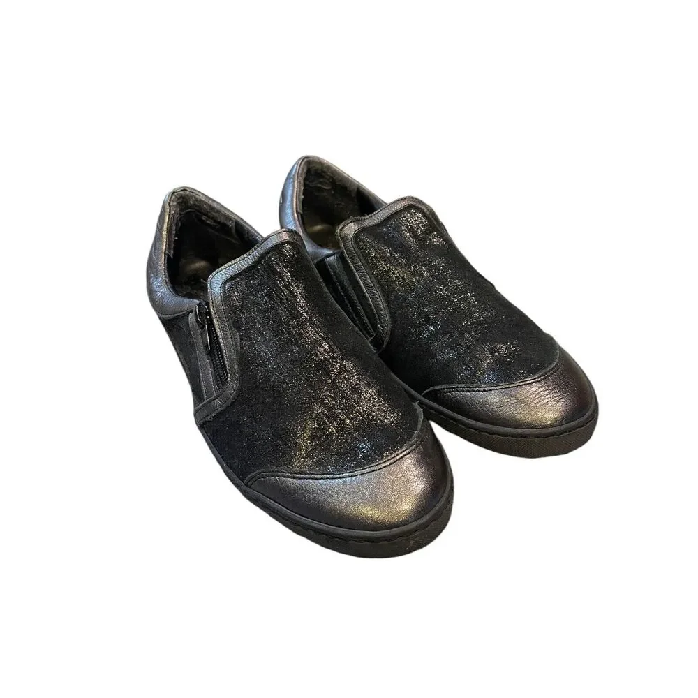 Sesto‎ Meucci Fiorin Black And Silver Slip On Sneaker Size 9 Retail $210